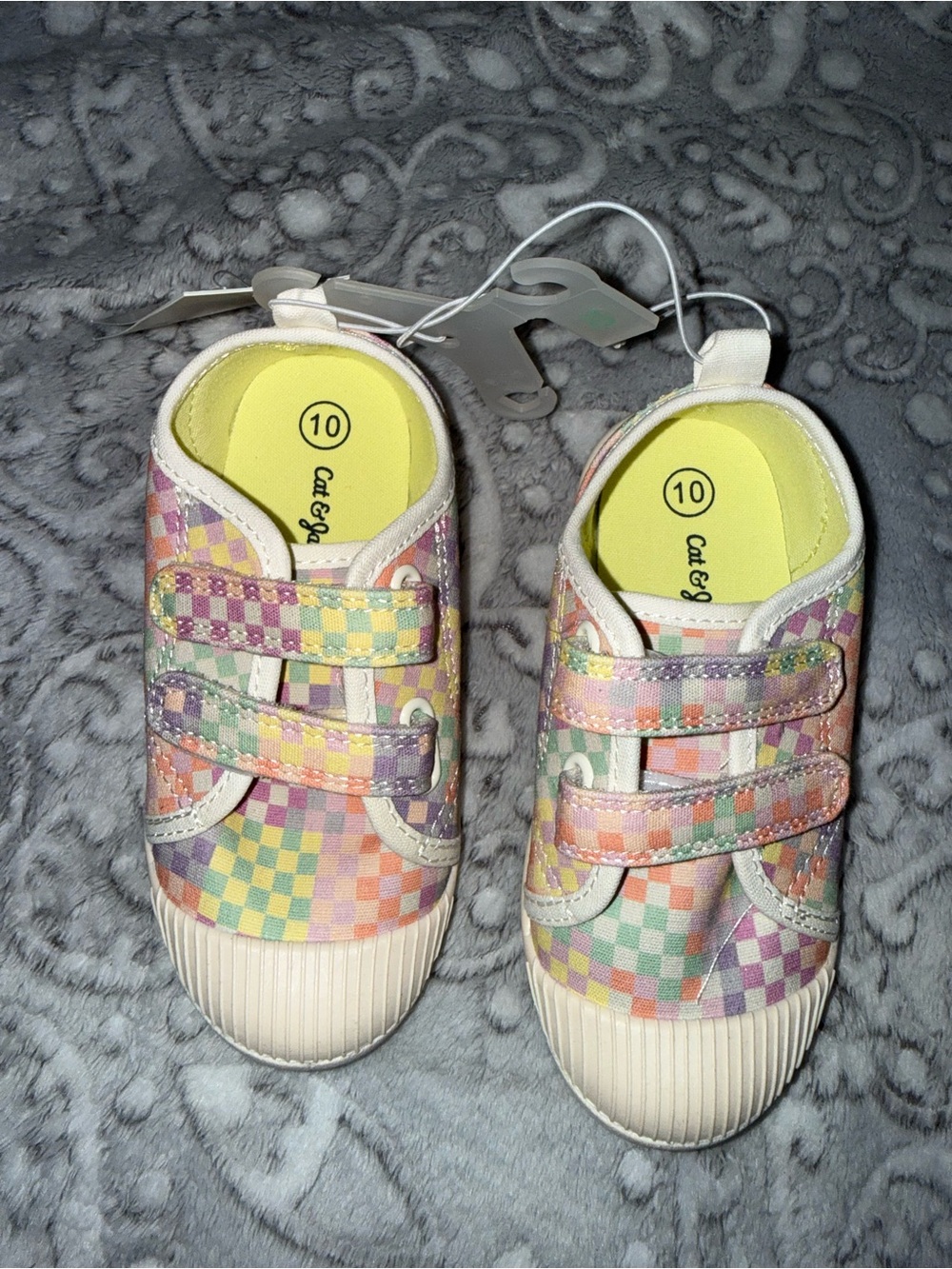Cat & Jack Pastel Checkerboard Velcro Sneakers - Multicolor